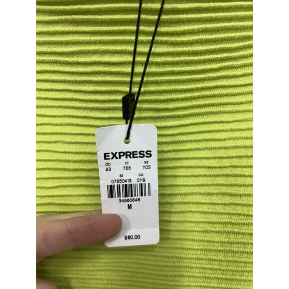 Express Body Contour Ribbed Crop Cardigan And Mini Skirt Set Medium Lime NWT - Picture 9 of 12